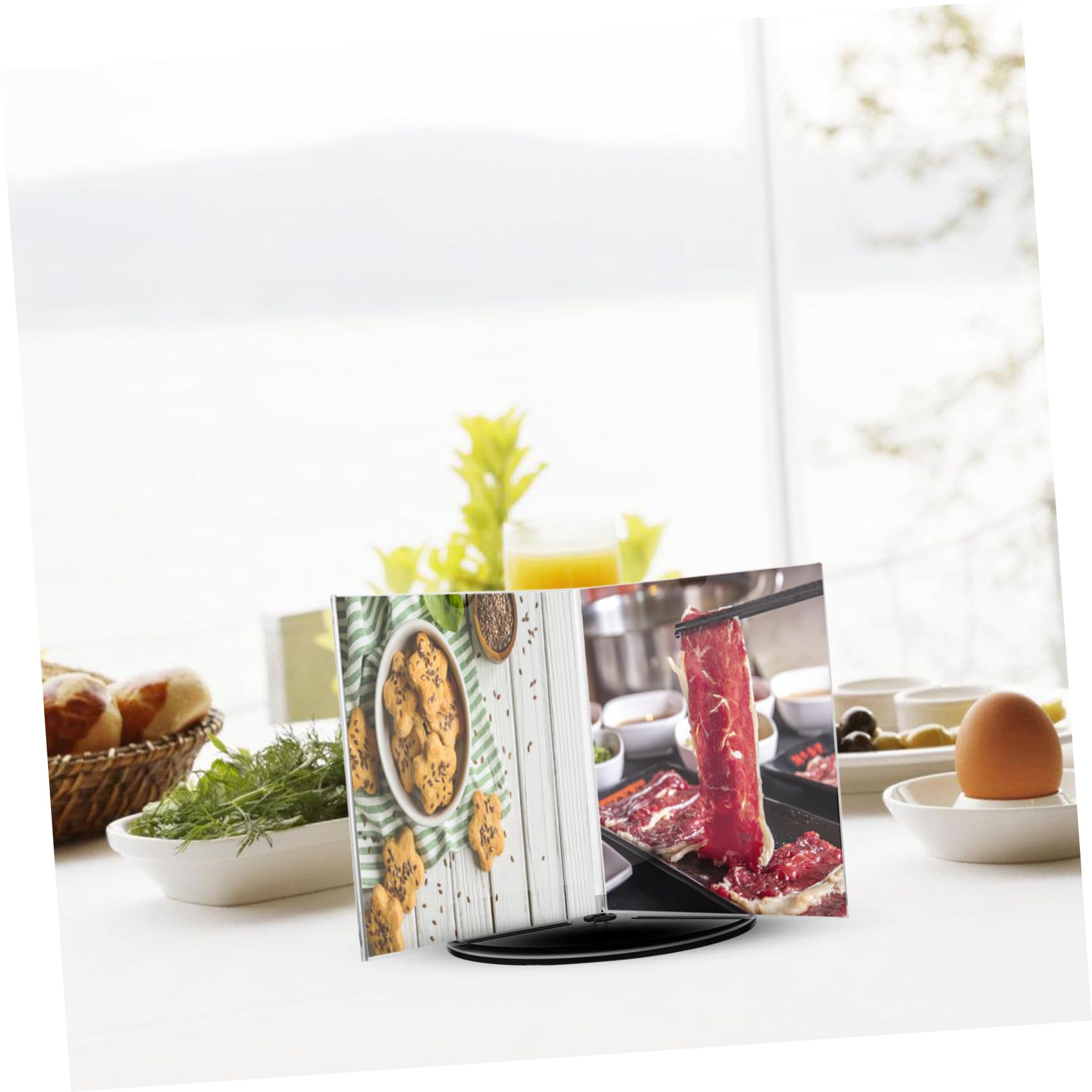 VILLCASE Soporte para Letreros Verticales A5 Acrílico Giratorio de 6 Caras con Base Estable para Exhibición de Menús en Oficina, Restaurante y Tienda