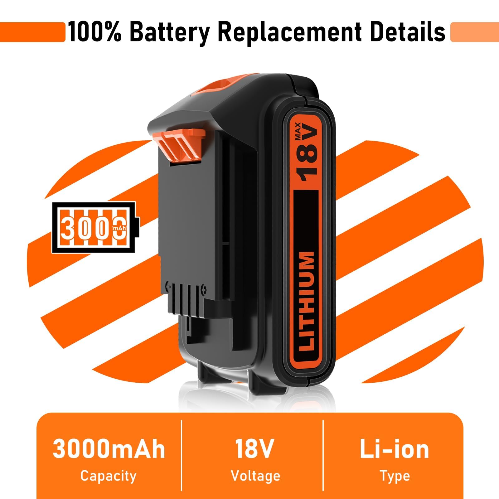 2X 3000mAh Exemoro Batteria di Ricambio per Black Decker Batteria 18V 3.0Ah BL2018 LBXR20 LBXR2020-OPE LB20 LBX20 BL2018-XJ 194309-1 194204-5 196399-0 196673-6 LXT-400 (red)