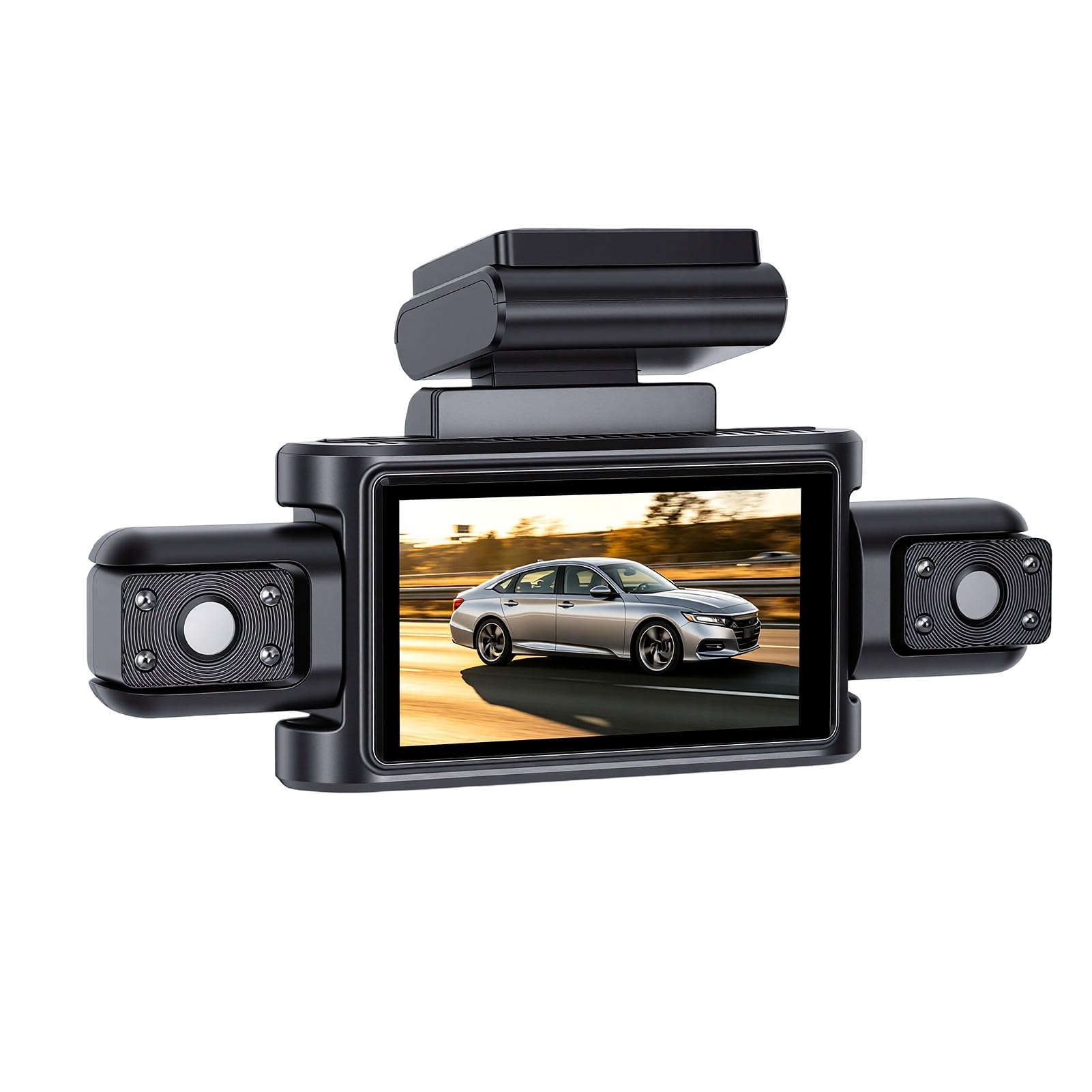 Naroote Dash Cam 4 Canali 1080P, Schermo 3 Pollici, Modalità Notturna