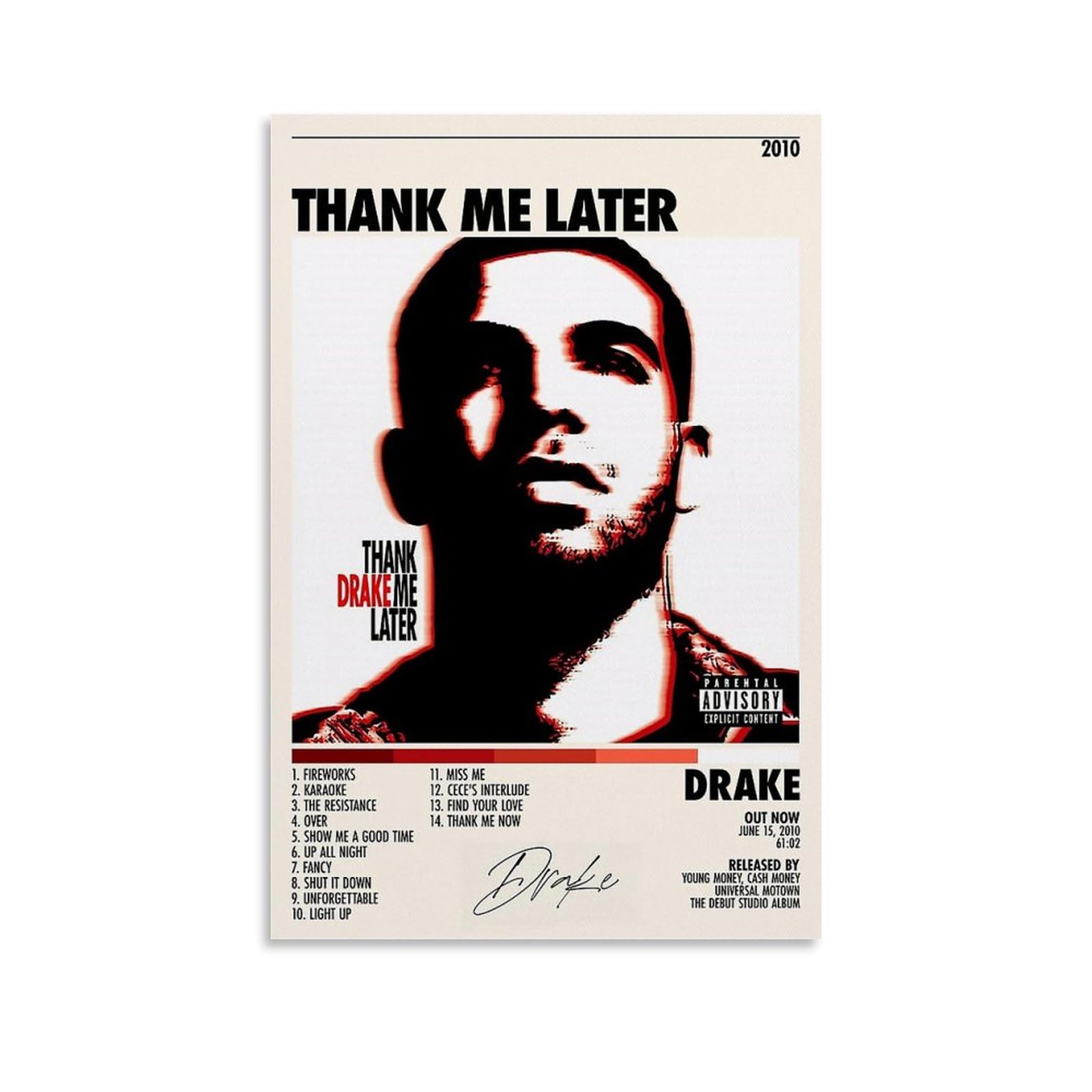 Yuzijiang Drake Poster Thank Me Later Album Cover Canvas Art | Desertcart  Seychelles, image size:1600x1600