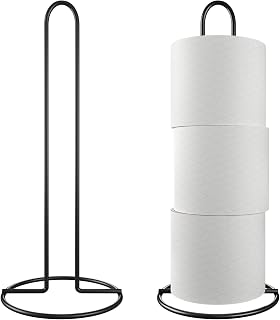 トイレットペーパーホルダー 2個 自立式トイレットペーパーロール収納ホルダー バスルーム/キッチン収納用 2個 スタンドホルダー (ブラック)