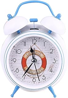 Enjoy Best Time Antique Analog Metal Alarm Clock For Home Decoration-4 Inch Sea Desktop Old Fashion Twin Bell Clocks With Night Light (Swim Ring)