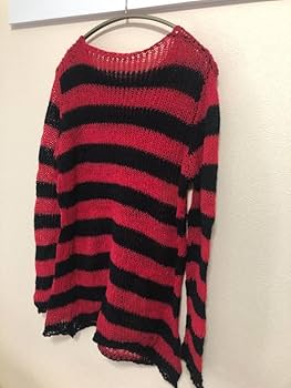 punk サブカル　ボーダーニット　パーカー SEQUENZ(シークエンズ)】SHAGGY BORDER HOODIE ZIP / ボーダー