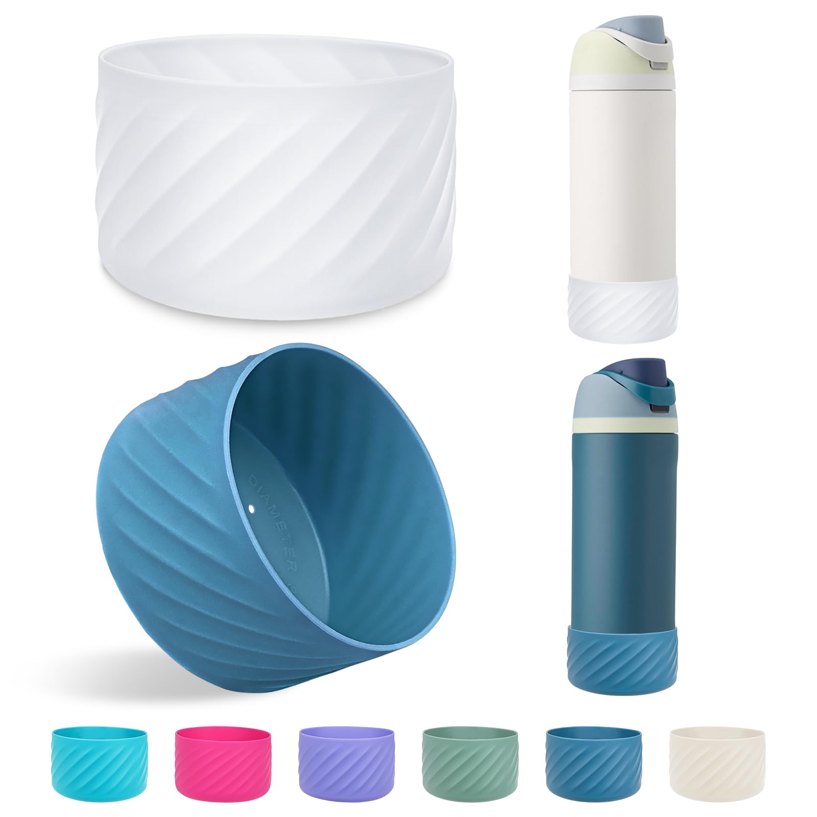 2Pcs Silicone Boot Base Sleeve for Owala Water Bottle FreeSip Twist and Flip Protective Silicone Bottom Bumper for Owala Flask Water Bottle