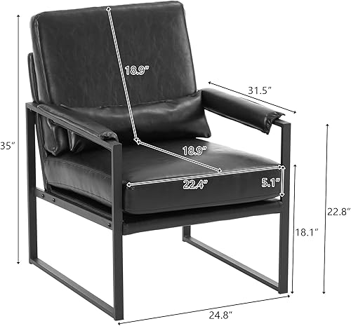 Miniatura 3 de Accent ChairFaux Leather Indoor Lounge Chair Comfy Reading Club Chair Modern Living Room Chair Leisure Chair Armchair Sofa Chairs for Bedroom