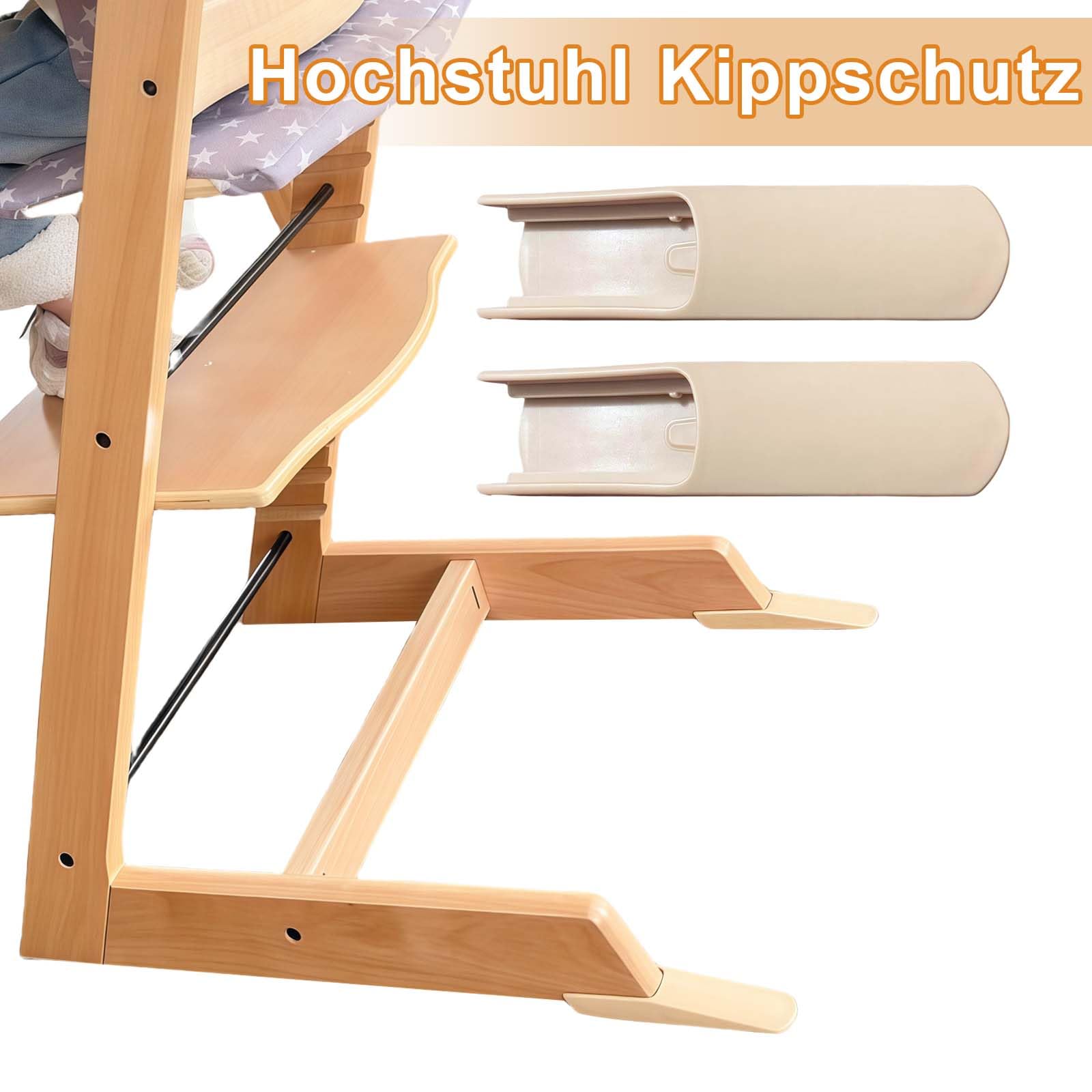 Stokke Tripp Trapp Protezione Antiribaltamento 2 Pezzi Set Pattini Estesi Accessorio Prolungamento Base Coprigamba Colore Legno