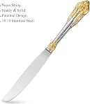 KEAWELL Luxe 20 Pièces 18/10 Ensemble de produits plats en acier inoxydable, Service pour 4, plaqué argent avec des accents d'or, serti d'argent fin et lave-vaisselle Safe (Gold Accent)