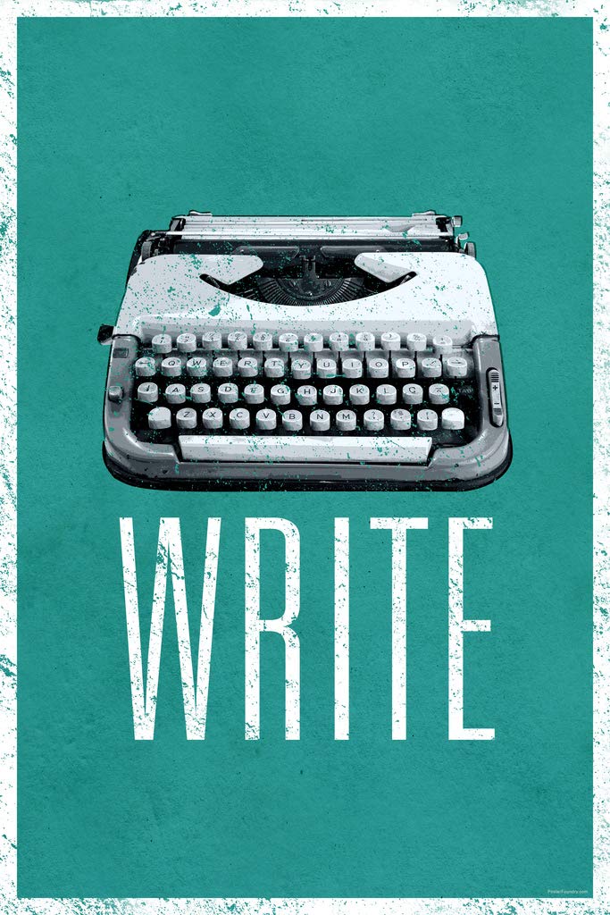 Typewriter Poster Write Retro Vintage Green Creative Writing Writer Classroom College Cool Wall Art Print Poster 12x18