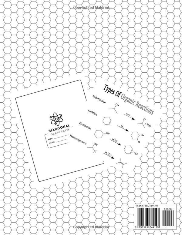 Hexagonal Graph Paper Notebook: Hex Grid Paper 200 Pages 1/4 Inch Hexagon 8.5 x 11 Inch for Organic Chemistry & Biochemistry Drawing | Ochem Notebook for Student & Teacher image 3