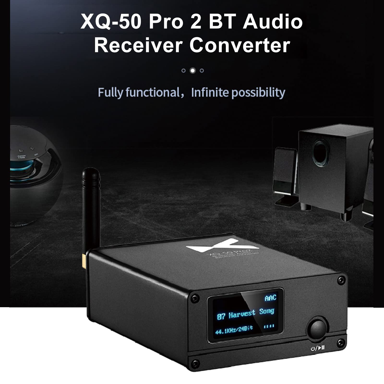XQ-50 Pro Buletooth 5.0 Convertisseur de récepteur Audio DAC Type C HD CS8406 ES9018K2M Convertisseur de récepteur de décodeur