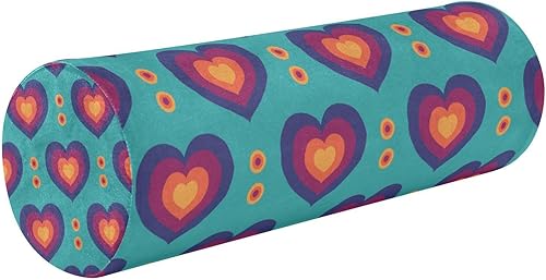 Miniatura 1 de Funda de almohada cervical rosa, morado, naranja, amarillo, corazón, azul, ropa de cama, artículos esenciales de cama de cuello redondo, almohada
