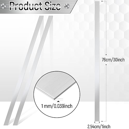 Miniatura 2 de 2 tiras de acero inoxidable 304 cepillado de acero inoxidable para acabado de metal, tira de relleno para herramientas de cocina (1 x 30 pulgadas,