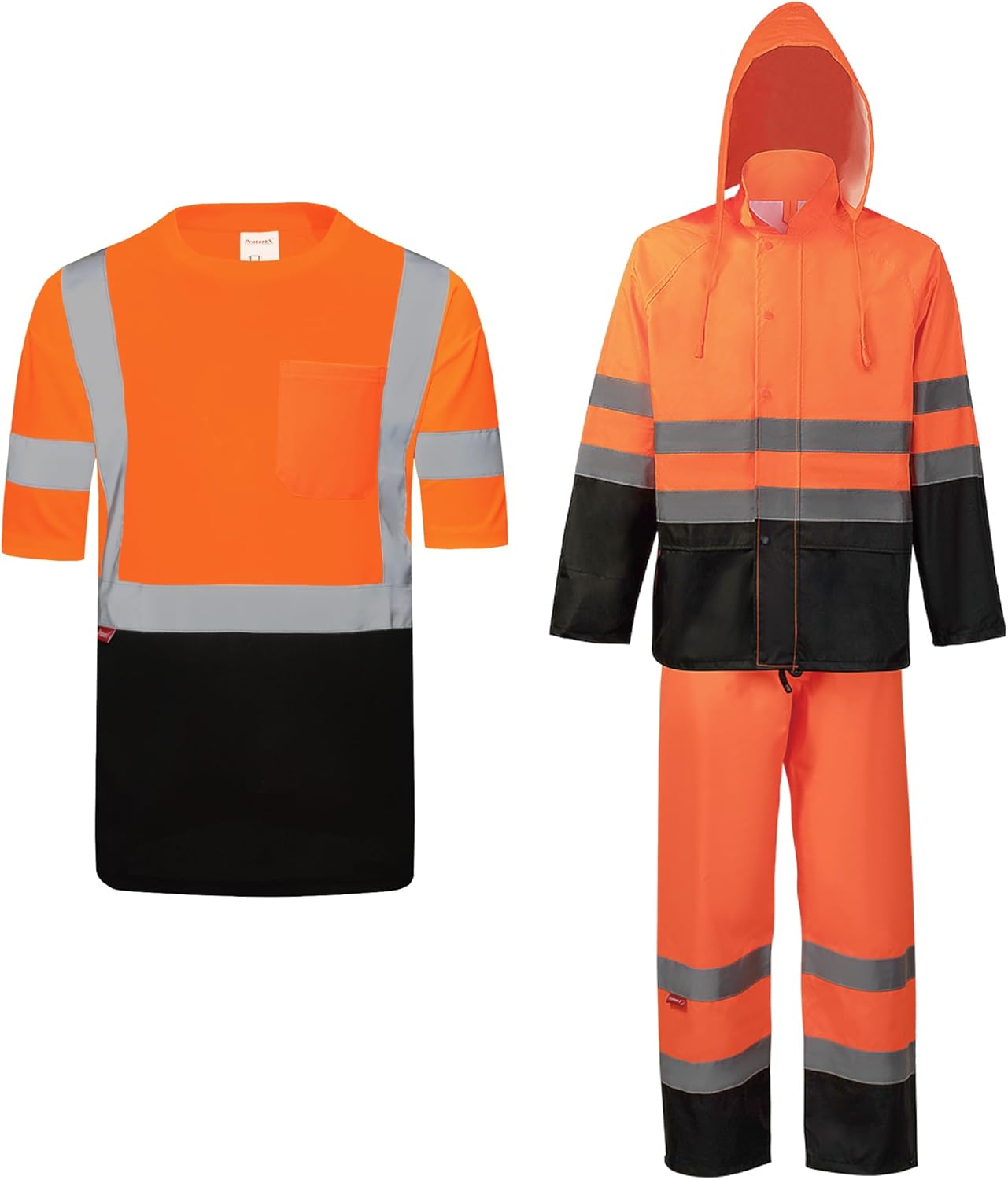 ProtectX Hi Vis Shirts Short Sleeve High Visibility Reflective Safety Rain Suit for Construction