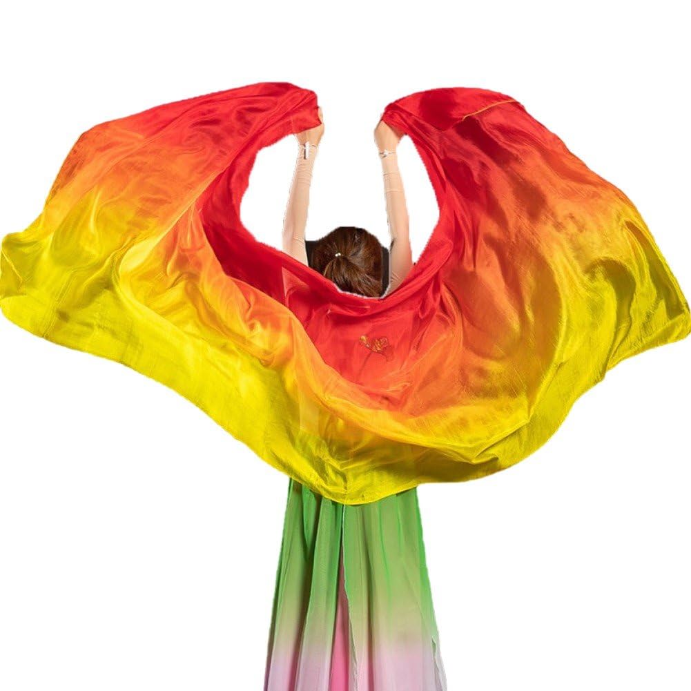 Baokuan Professional Dance Silk Veil - Hand-made Belly Dance Scarf, Beautiful Gradual Colors for Performances, Flowing Yoga Shawl