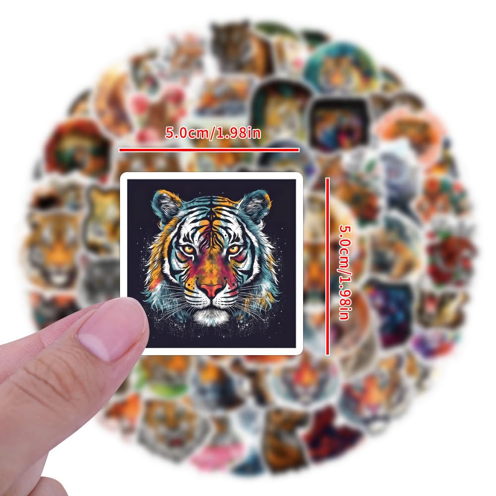 100Pcs Tiger Stickers Laptop Car Scrapbook Phone Skateboard Suitcase Luggage Bike Cool Tiger Stickers Vinyl Waterproof Aesthetic Personalised Stickers for Teens Boys Girls Adults - Image 3