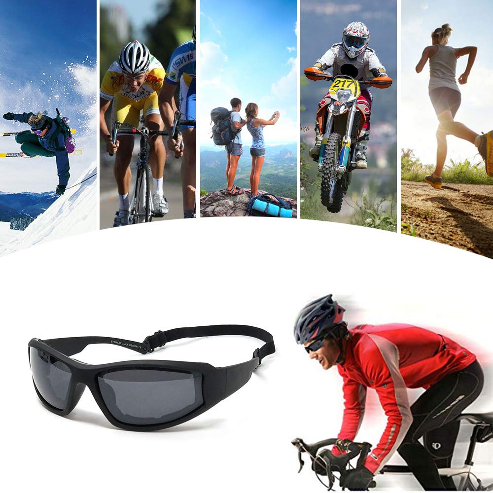 TERAISE Okulary do jazdy motocyklowej, ochronne, gogle narciarskie, regulowane, chroniące przed promieniowaniem UV, wiatroszczelne, pyłoszczelne, przeciwmgielne, do różnych sportów na świeżym