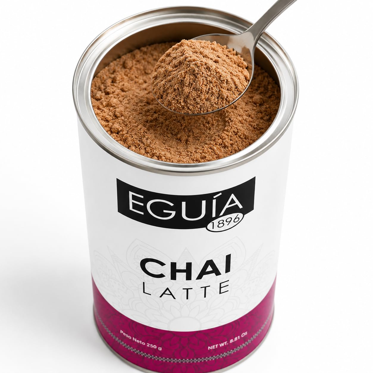 EGUIA Chai Latte en Polvo Cremoso - Pack 2x250g - Te Chai Latte Instantaneo y Soluble - Bebida Especiada Estilo Cafeteria - Preparado Gourmet con Especias Aromaticas Premium