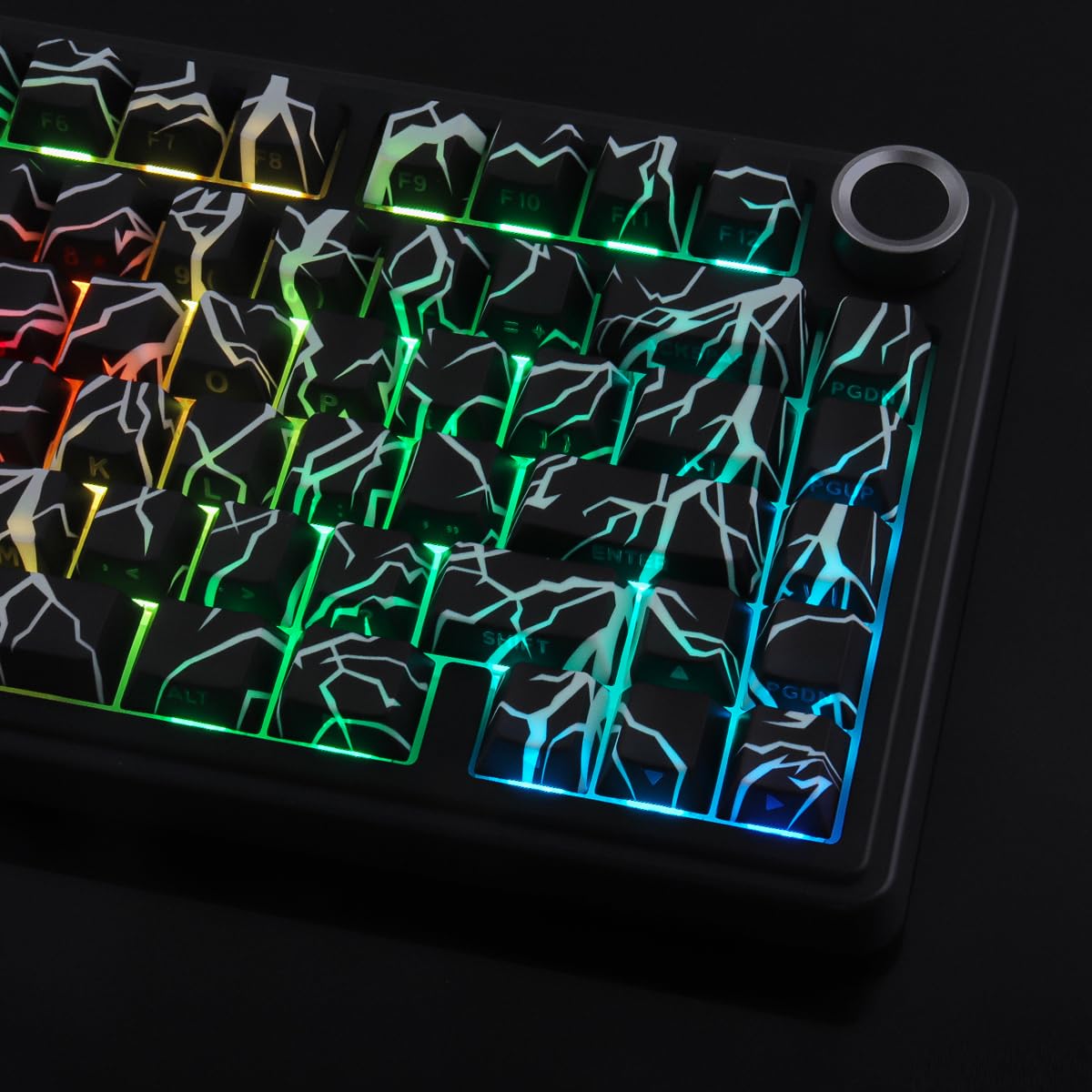 JakeTsai Touches PBT Thunderbolt 129 touches, double shot brillant à travers le côté, touches imprimées par sublimation, profil Cherry pour claviers mécaniques Cherry MX Switch ANSI et ISO