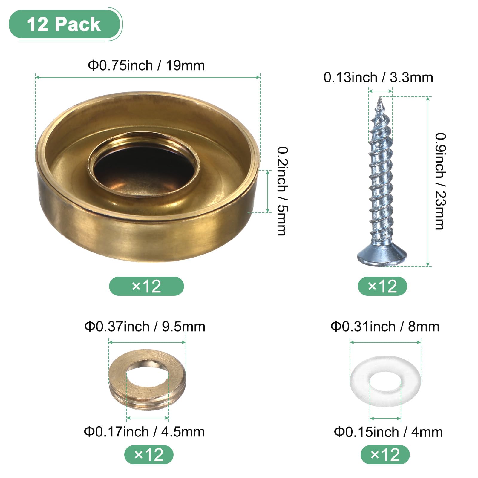 M METERXITY 12-Pack Screw Covers Caps - Image 3