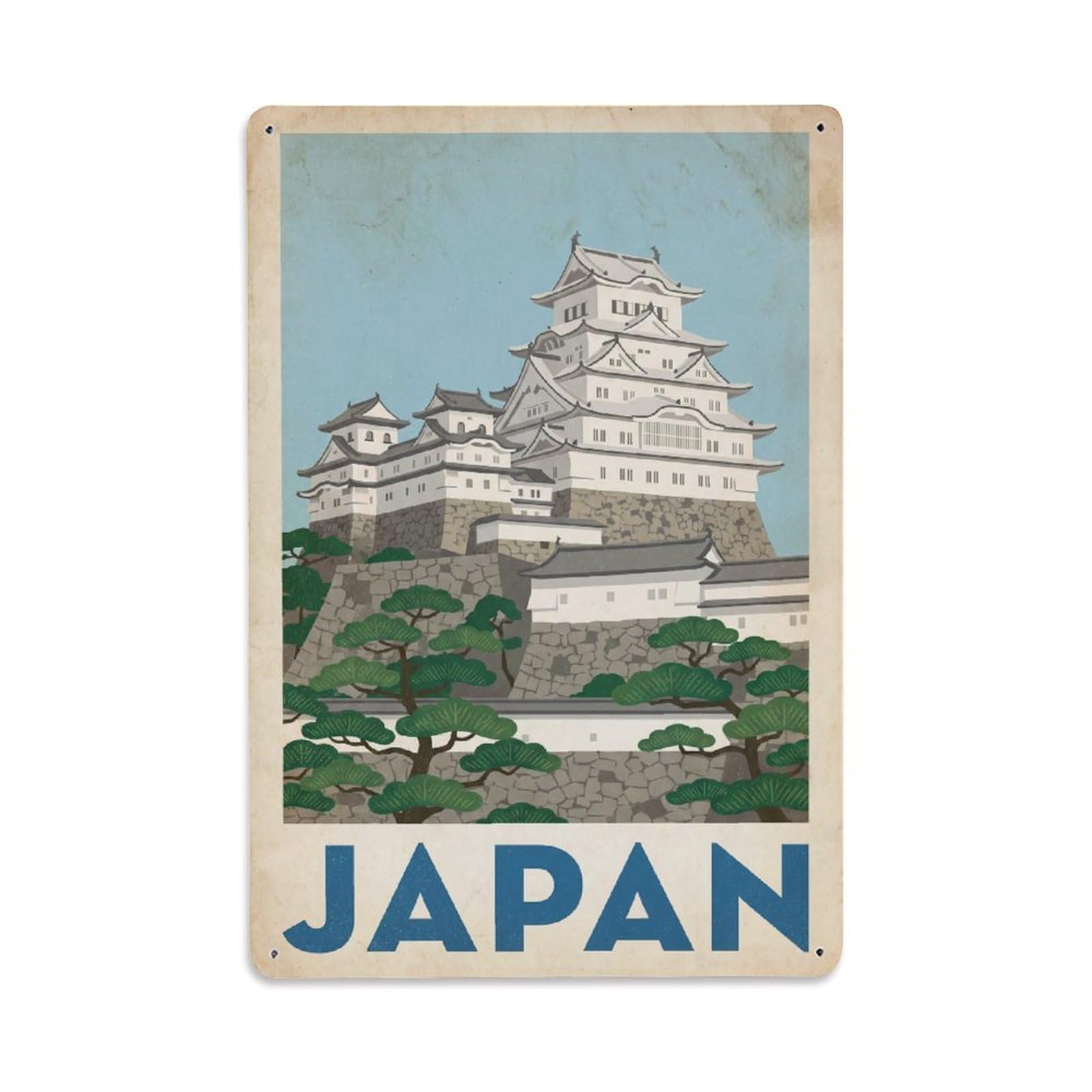 Metal Tin Sign Vintage Travel Japan Himeji