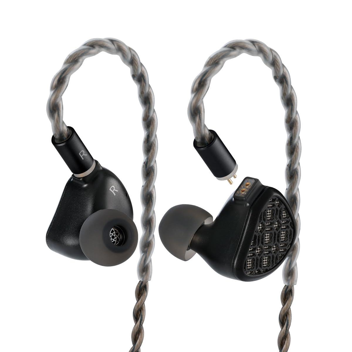 KGUSS KEFINE Arnar Monitory Hi-Fi douszne, 1 płaski przetwornik + 1 hybrydowe słuchawki douszne BA, przewodowe słuchawki 3,5/4,4 mm, odłączany kabel 0,78 mm, 2-pinowy, 3 pary wymiennych zatyczek do