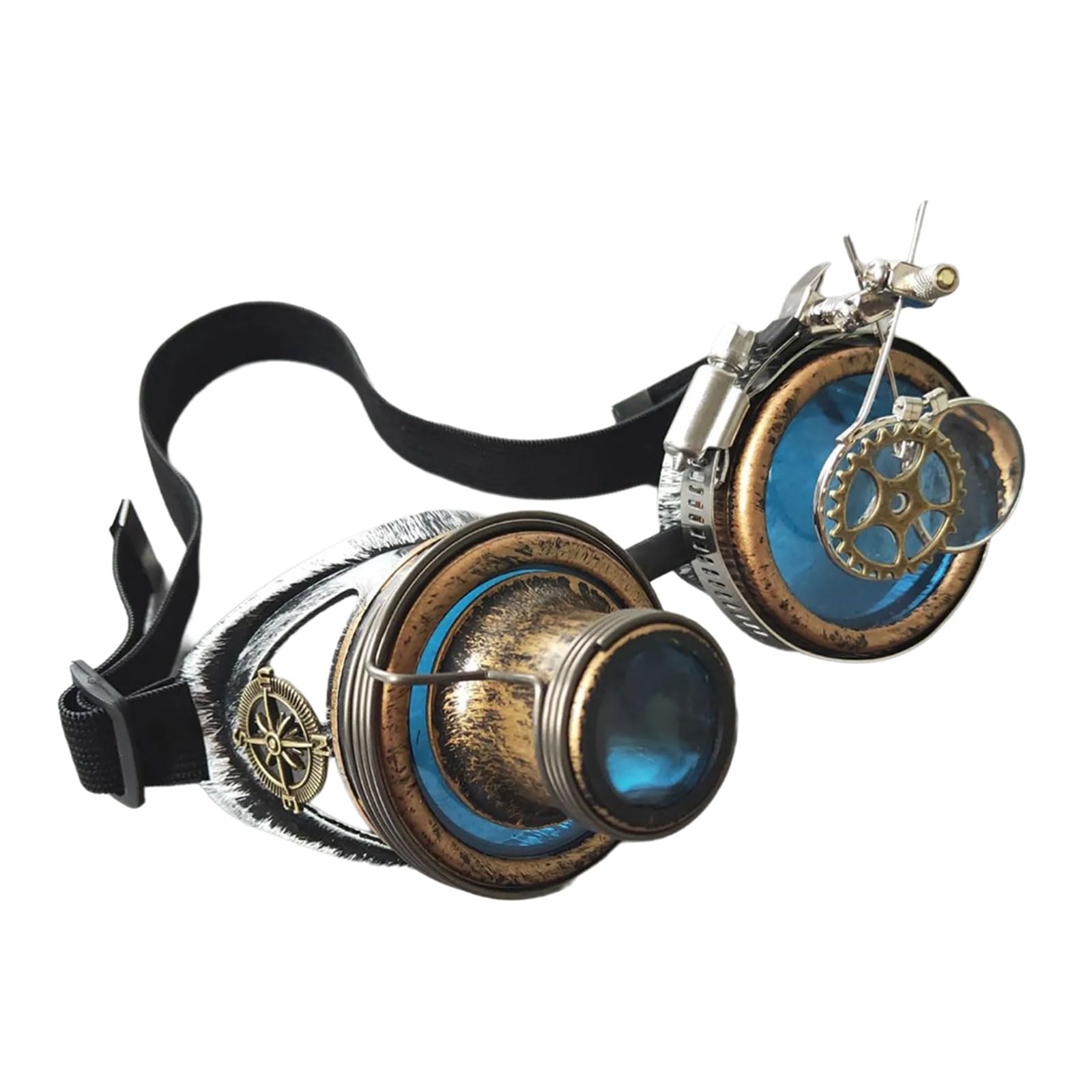 Yilingjc Steampunk Goggles with Colored Lens Adjustable Strap for Men Women Halloween Cosplay Vintage Goth Steampunk Eyewears