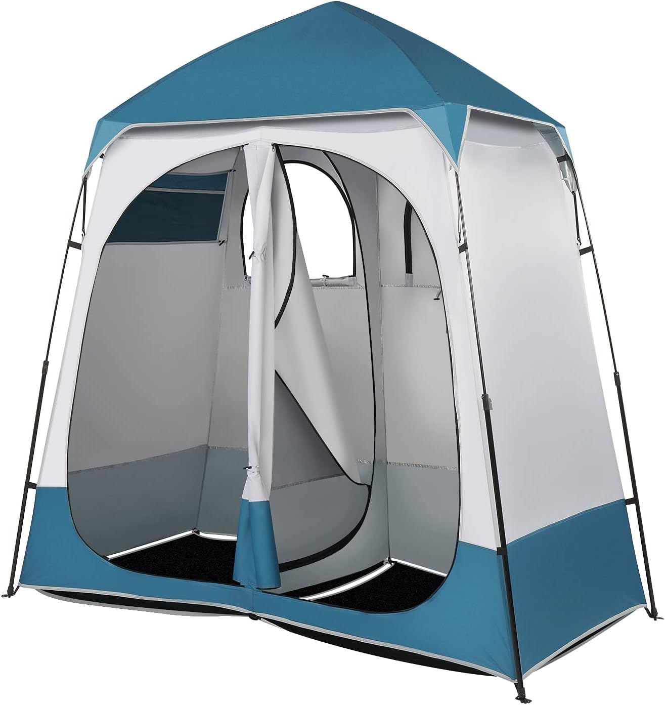 Pop Up Duschzelt, 2 Zimmer Wasserdicht Sichtschutz mit Boden, Tragetasche für Camping, Strand, Wandern und Toilette, UV-Schutz, 2,3 m
