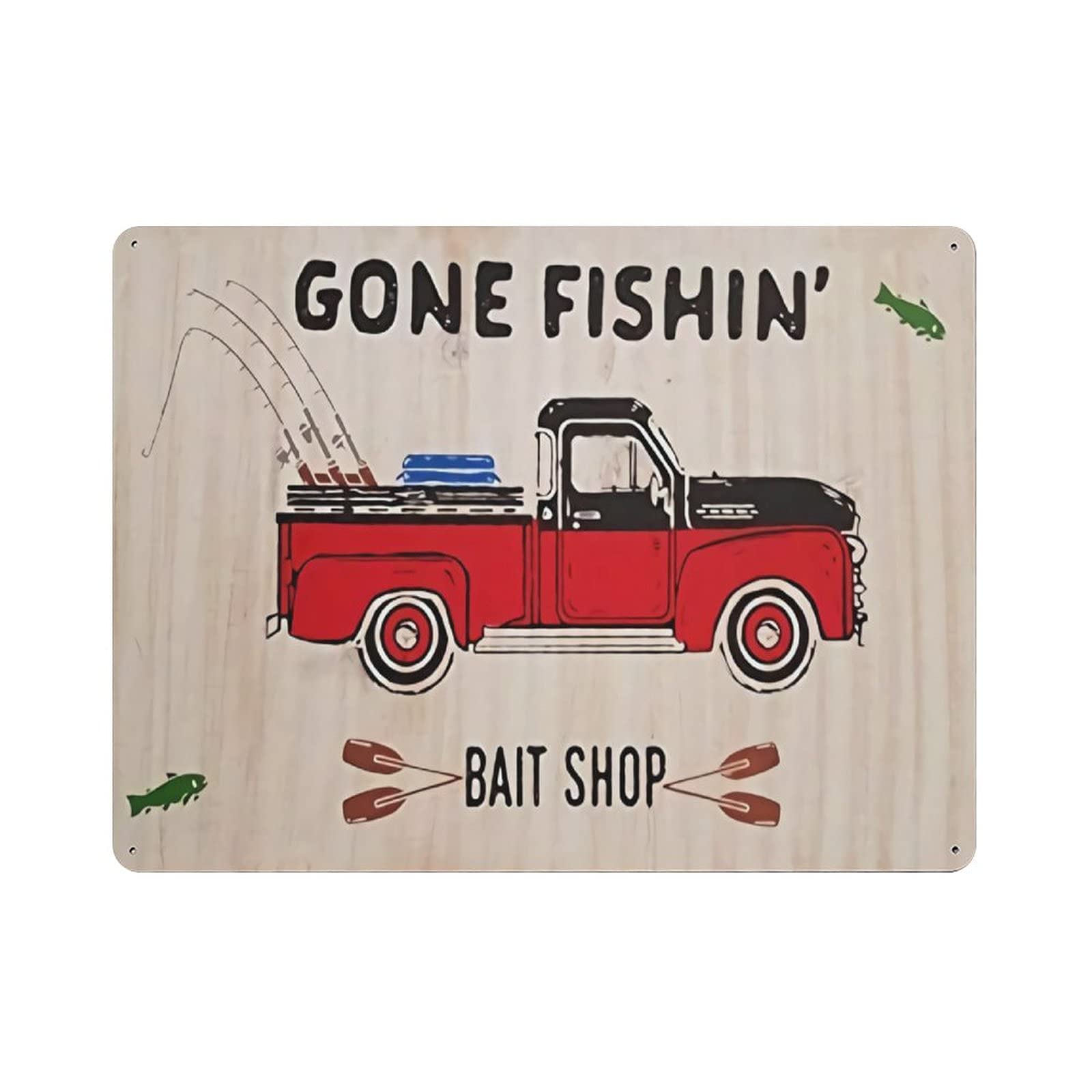 rayprint Metal Tin Sign Bait Shop Fishing Vintage Tin Poster Metal Sign Wall Decoration Country Kitchen Home Garage Decor 12"x16"