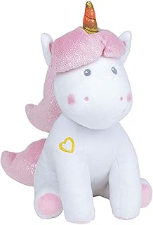 Jemini 023755 Licorne Peluche +/-24 cm Musicale et lumineuse Einhorn Brillante, Color Blanco Rosa