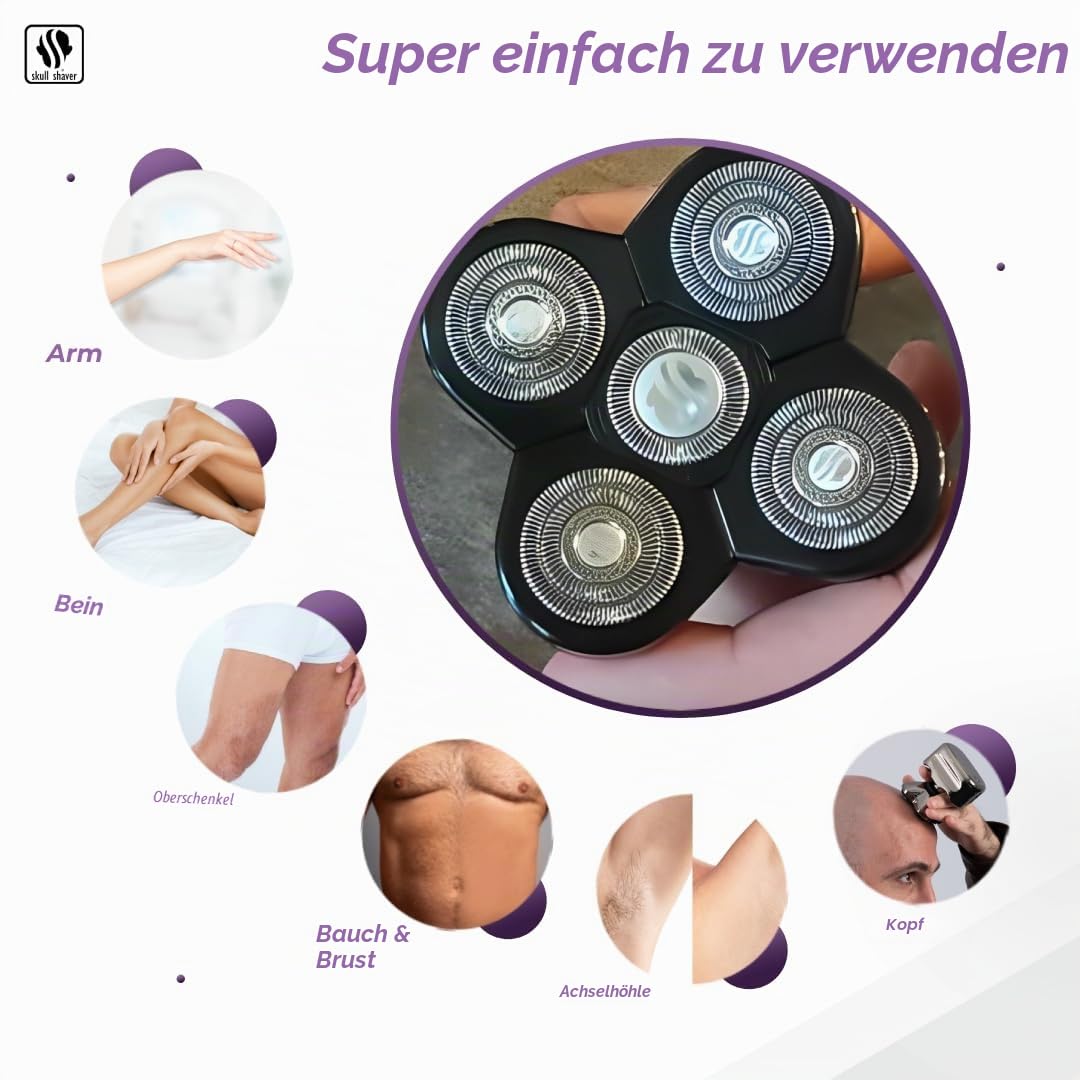 Skull Shaver Baron 5-Kopf-Ersatzklinge - Für Pitbull, Palm & Butterfly Kiss Rasierer - Für empfindliche Haut - Glatte & präzise Rasuren | Für Pitbull, Palm & Butterfly Kiss Rasierer, Für empfindliche Haut, Glatte & präzise Rasuren