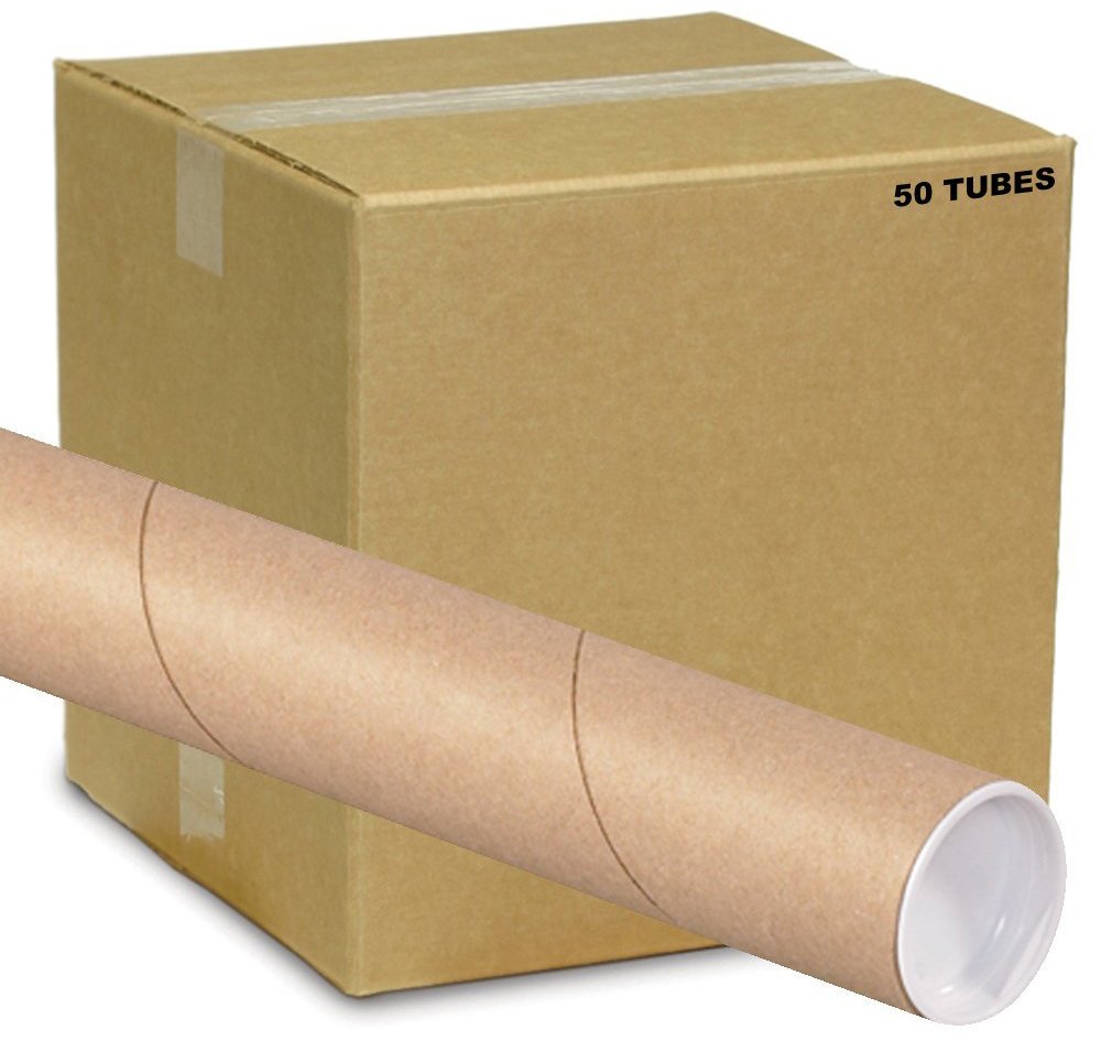 Photo 1 of 2 x 18" Kraft Tubes with Caps 50 Tubes