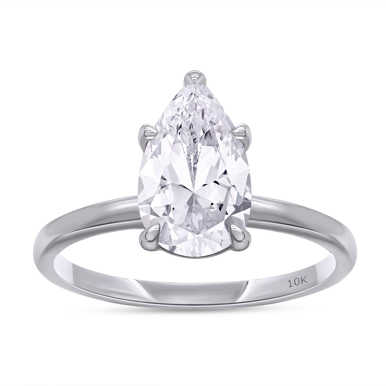 Bliss Diamond - Vs 3Ct Platinum Pear Shaped Diamond 6-Prong Solitaire Engagement Ring Lab Grown