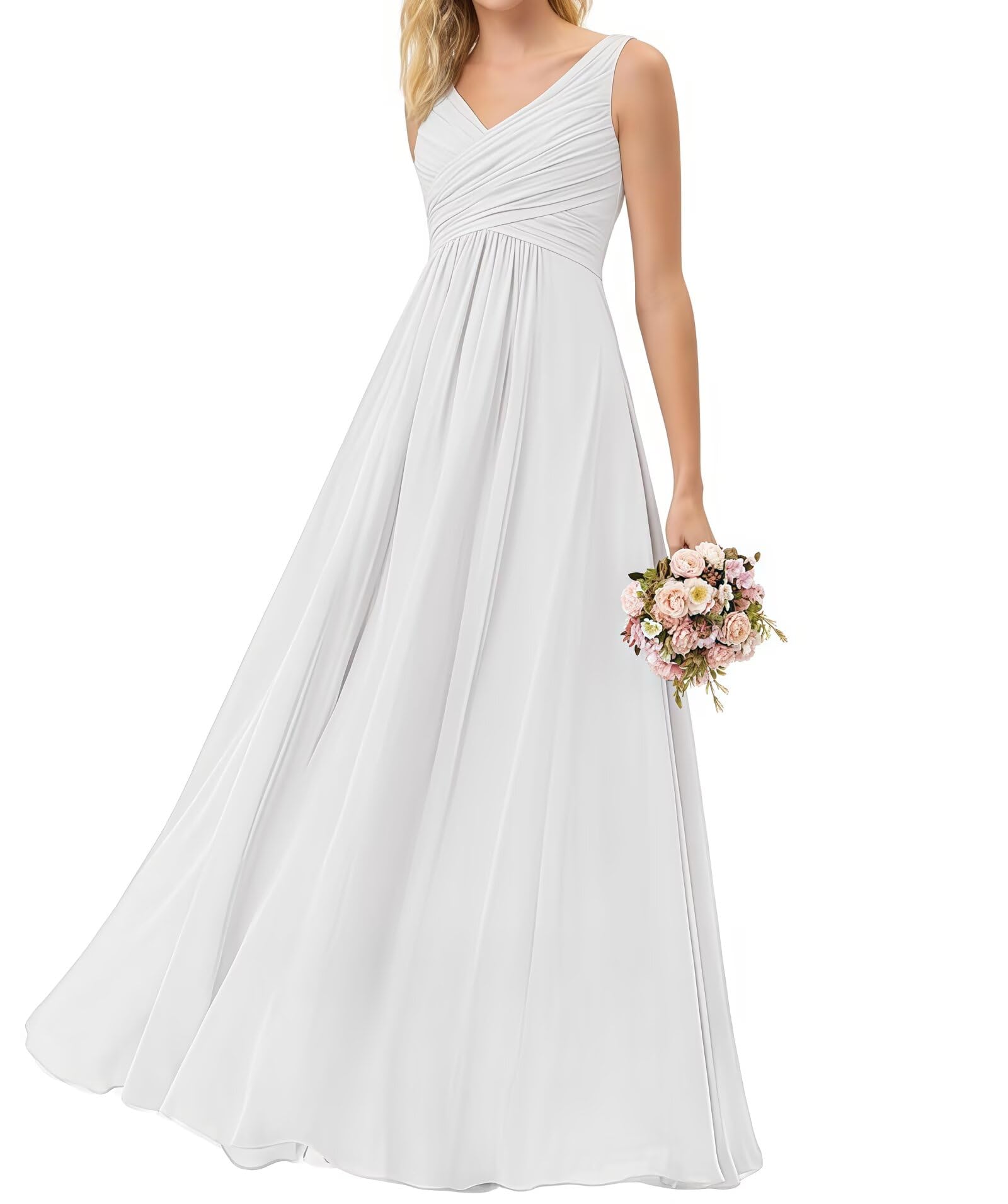 Damen Abendkleid V-Ausschnitt Brautjungfernkleid Elegant Lange Partykleider Hochzeitsgastkleid Abschlusskleid Ballkleid