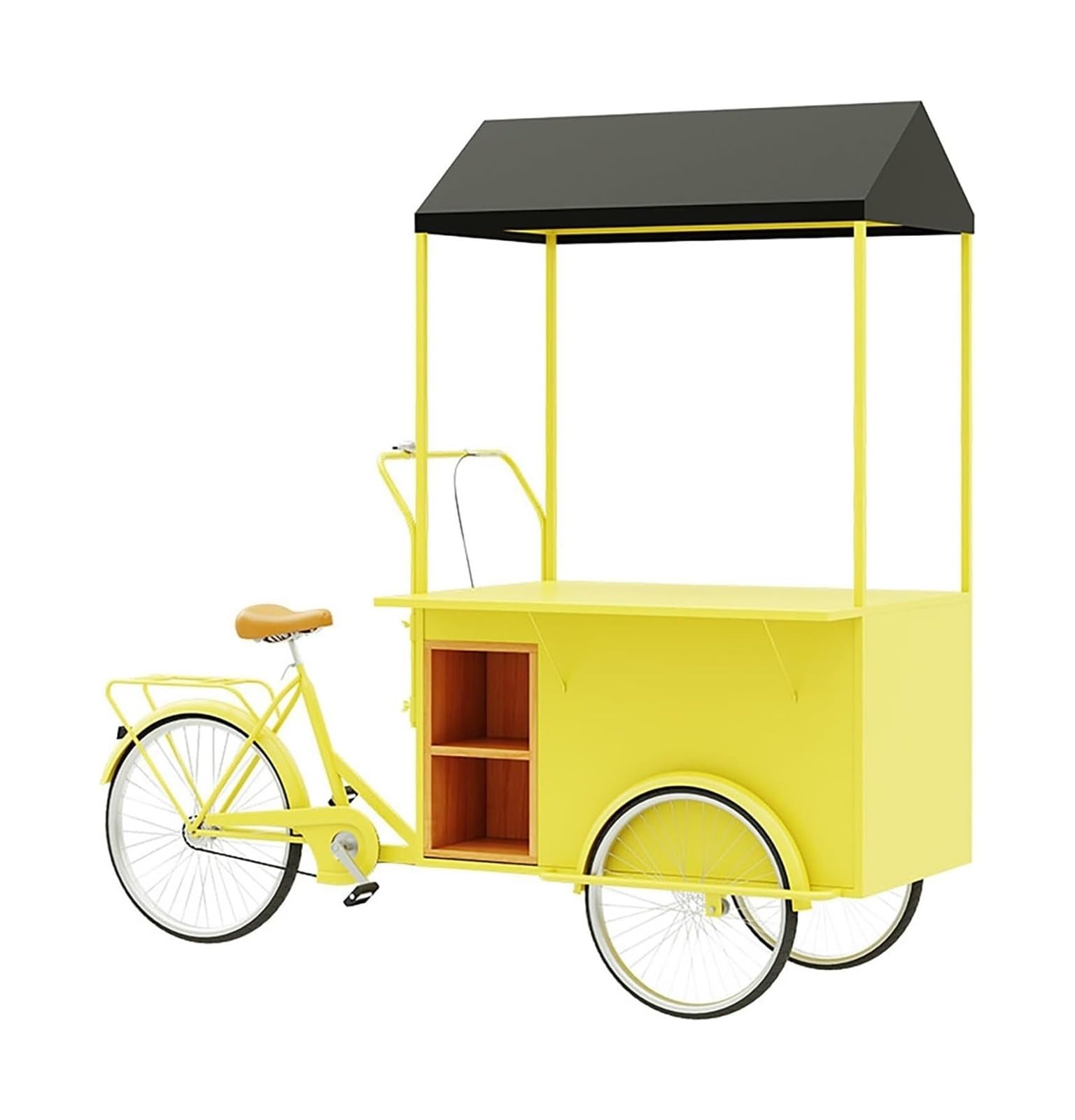 Mobile vending tricycle, Duty Mobile Vending Bicycle Cart with Parasol, Yellow/Blue(Yellow)