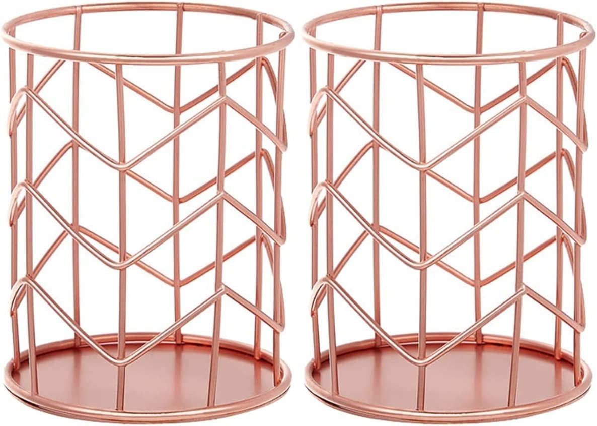 Portapenne Portamatite Articoli di cancelleria Contenitore Organizzatore di archiviazione 3 pezzi Tazza for trucco Rosa Pennello multiuso Vanità Organizzatore da tavolo in metallo Oro Scrivania e supp