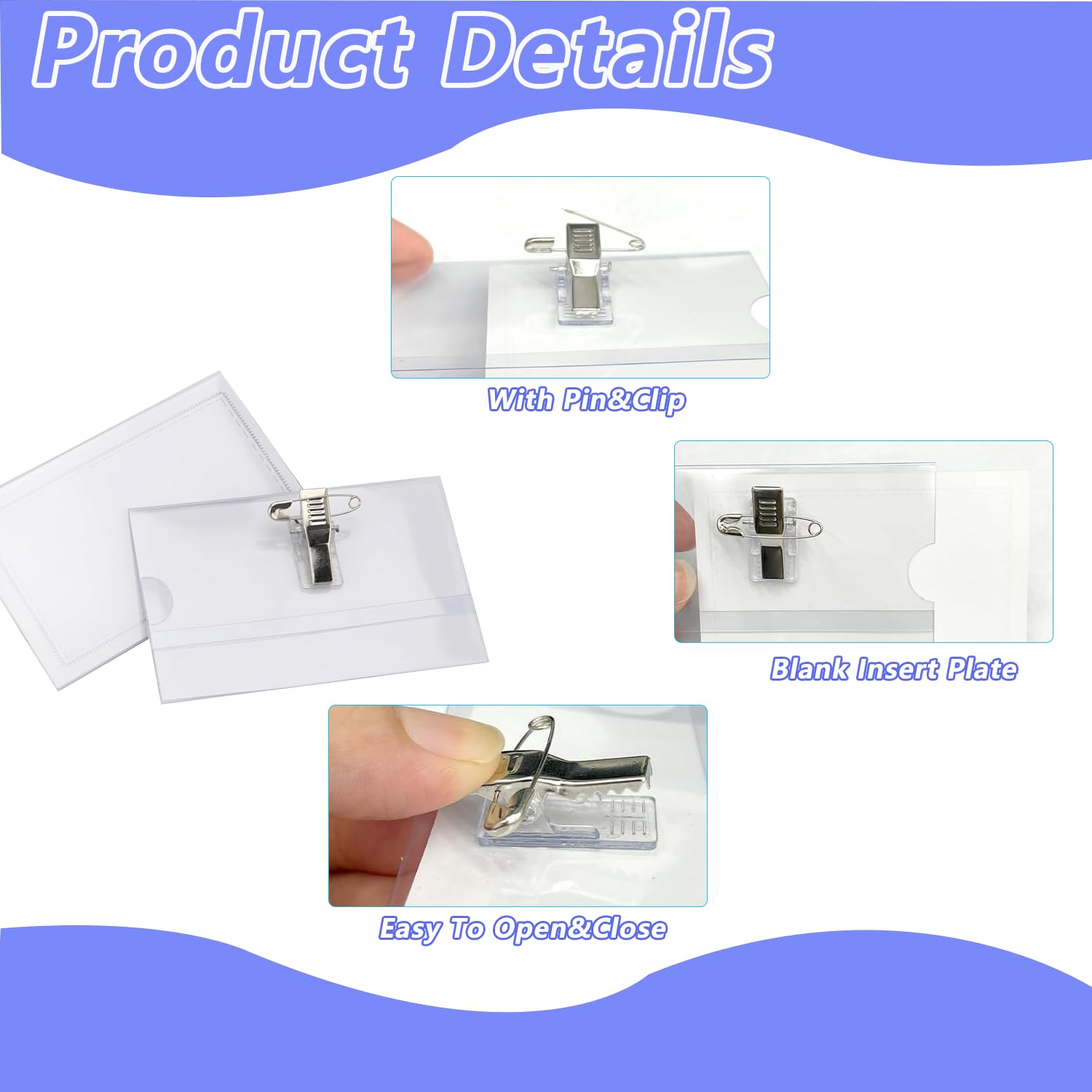 UHMC Name Badges, 10 PCS with Pins and Clips, Waterproof Name Tags Clothing Labels Badge Clips Meeting Staff Name Tags - Image 3