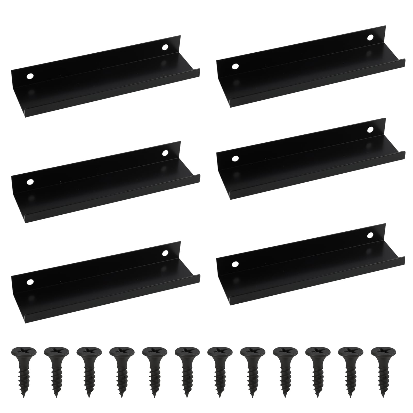 Cateye Matte Black 6Pcs Hidden Drawer Pulls Handles, 120Mm Cabinet Finger Edge Pull With 96Mm Hole Centres, Space Aluminum Concealed Cupboard Black Kitchen Handles For Kitchen Drawer Wardrobe Cabinet,