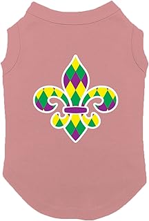 Fleur De Lis - Checkered Pattern Dog Shirt (Mauve, Large)