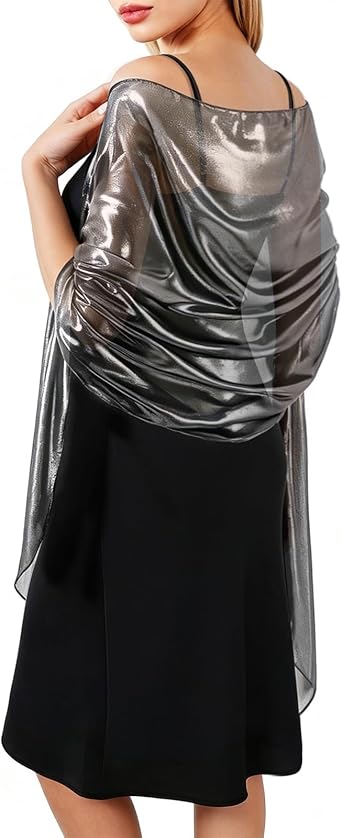 E-Clover Sparkly Shawl Wraps for Women Evening Dresses Rave Scarf | Wedding Bridal Rave Party Silky Scarf Formal Cover Up Bridesmaid Gifts