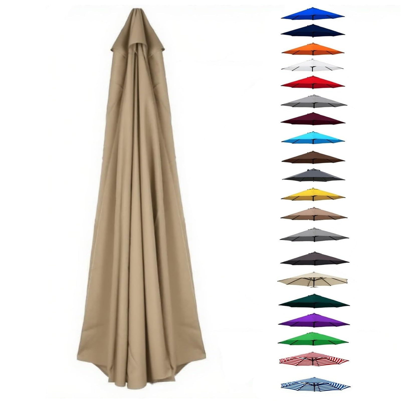 UV30+ Waterproof Garden Parasol Umbrella 2.0-4.0M – Outdoor Sun Shade Canopy For Patio Beach Pool Lawn & Deck – 6/8 Rib Design(Khaki,(6Rib) 2.7m/8.8ft) — image 1