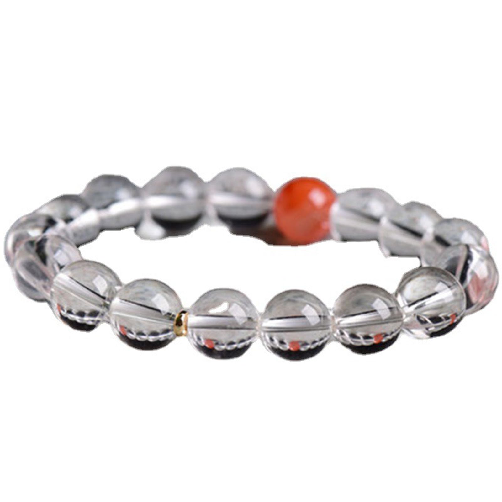 Bracciale al Quarzo Trasparente, Braccialetto di Cristallo curativo Naturale per Donne e Uomini, Braccialetto con Perline Rotonde, Braccialetto con Perline Pietre Scintillante,6MM