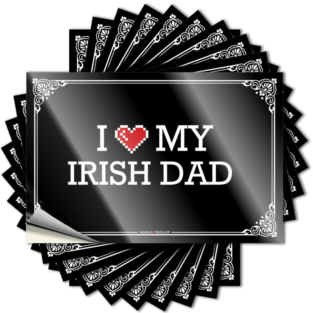 I Love My Irish Dad Decals Funky Room Decor Self Adhesive | Cool Bottle Vinyl Sticker Pack for Halloween(8X12CM)