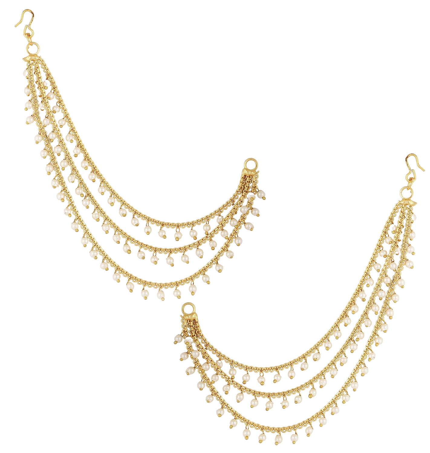 shining diva fashion Latest Stylish Fancy Bahubali Pearl Ear Chain Traditional Earrings for Women & Girls (16081er)-picture-19