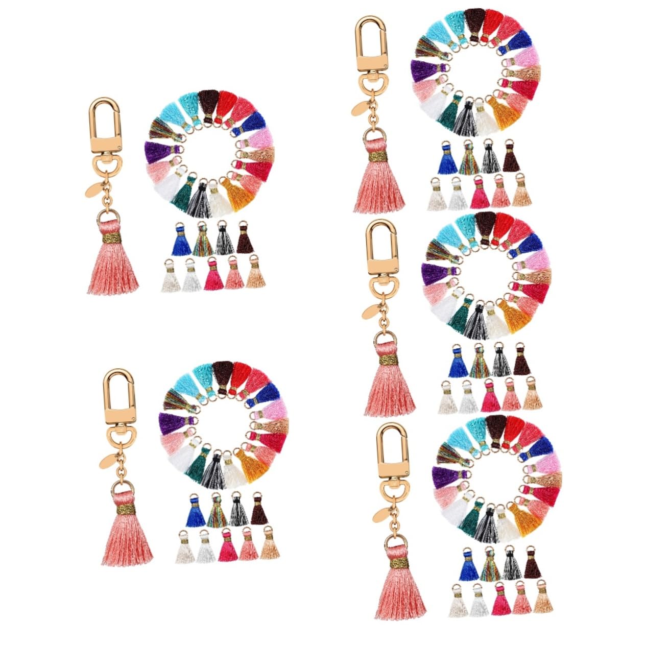 SHINEOFI 5 Series Borla De Hilo Dorado Llaveros para Manualidades Mini Accesorios para Manualidades Borlas para Decoración Llavero Borlas Colgantes De Collar Seda Artificial 50 Piezas X 5
