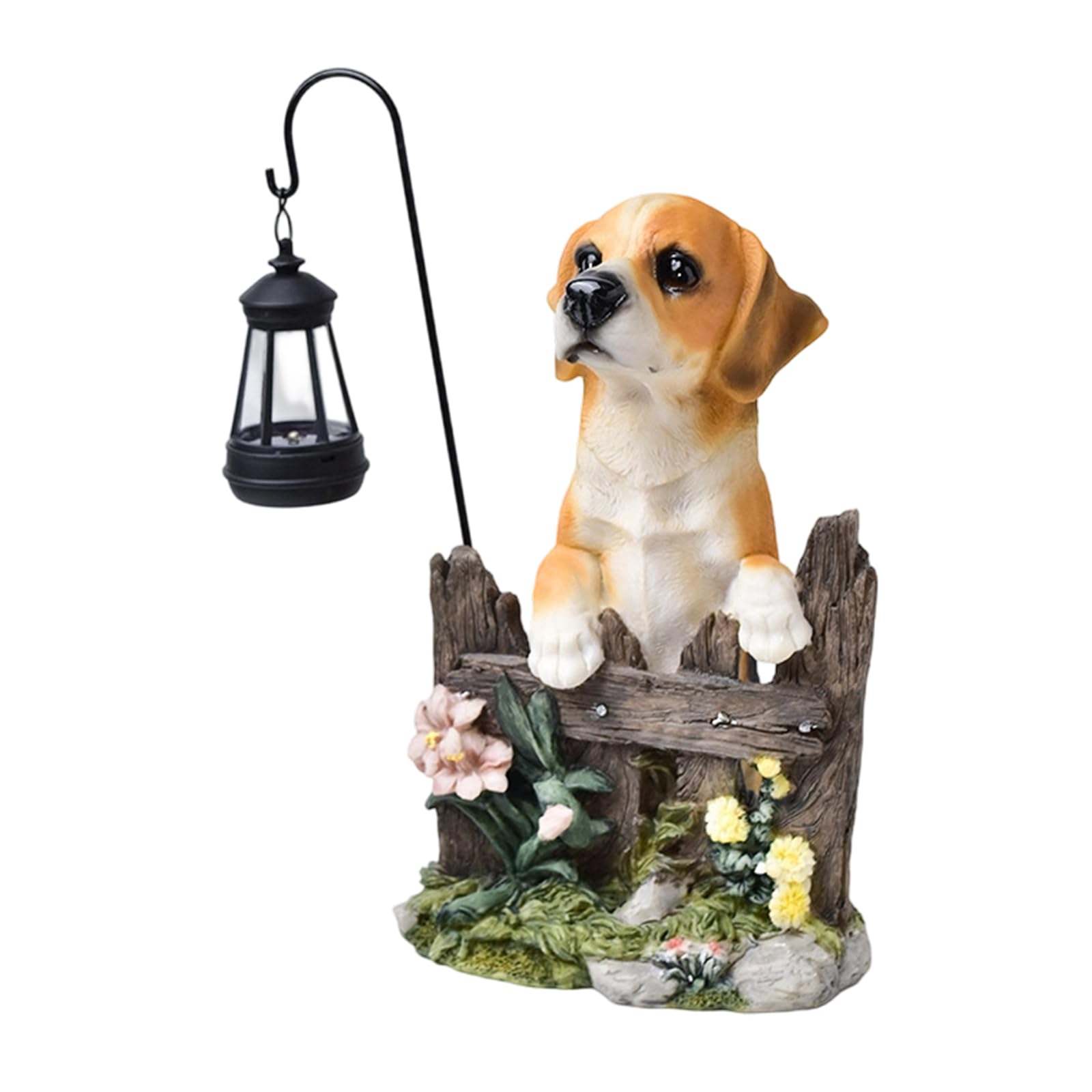NRGQAXM Dog Statues Outdoor, Dog Solar Lights Outdoor Large Garden Statue with Lanterns-Solar Gardens Statues Figurine Lights Resin Sculpture for Front Yard Decorations Patio Porch Decor