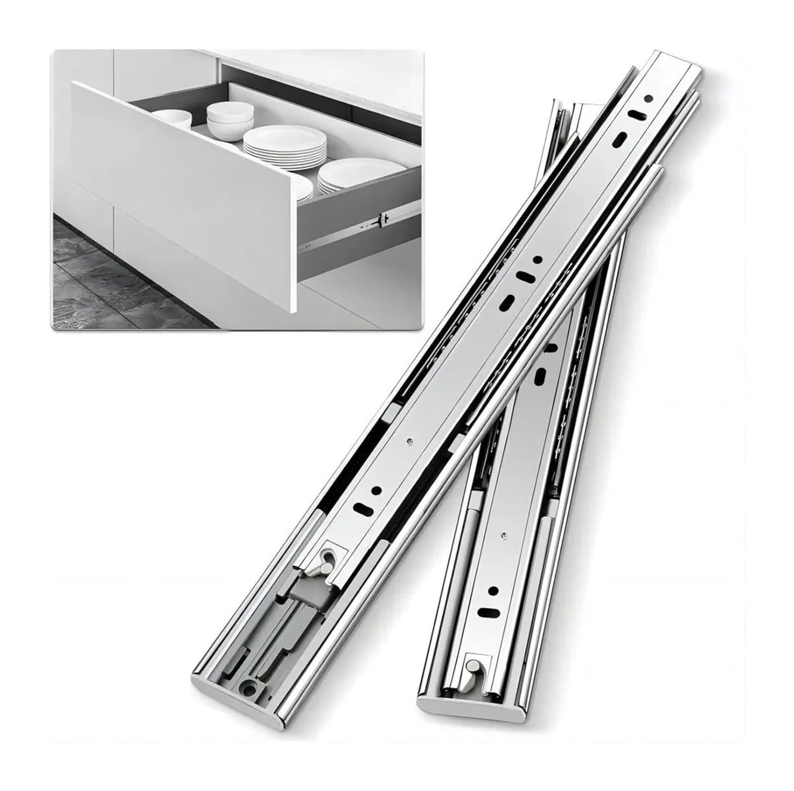 CYJAZNHH 2PCS Drawer Runners Soft Close Stainless Steel Full Extension Side Mount 10-22in(10in 250mm)