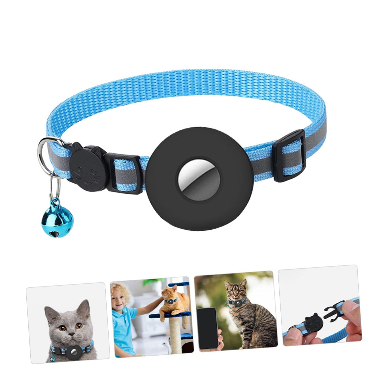 Happyyami 5pièces Collier Réfléchissant Ajustable pour Chien Collier De Sécurité Breakaway pour Animaux Perdants avec Conteneur De Traceur Accessoire Pratique Et Élégant