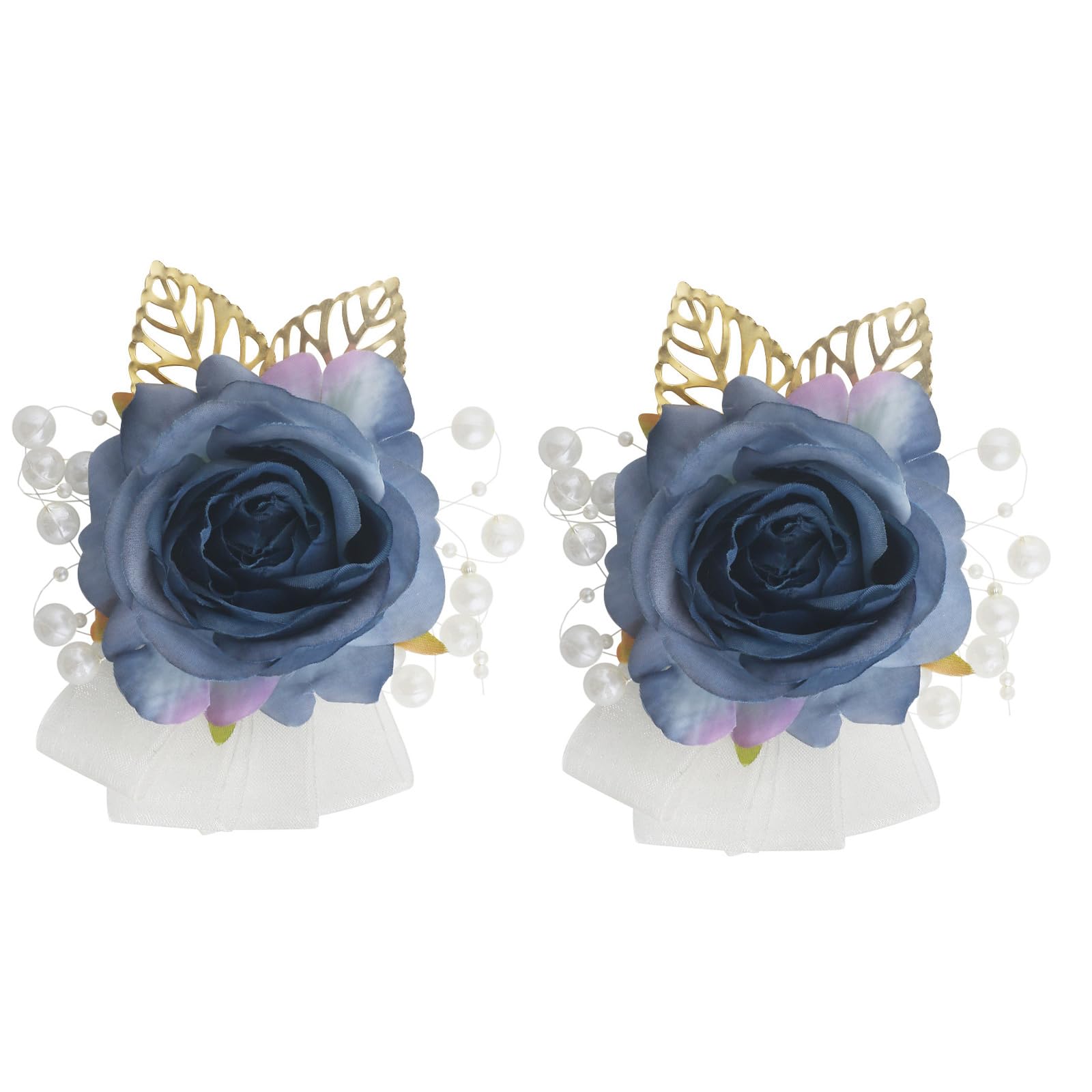 Mekalero Artificial Flower Wrist Corsage Boutonniere Set for Bride Bridesmaid Groomsmen Ceremonies Boutonniere Set Artificial Flowers Bride Bridesmaid Groomsmen Prom