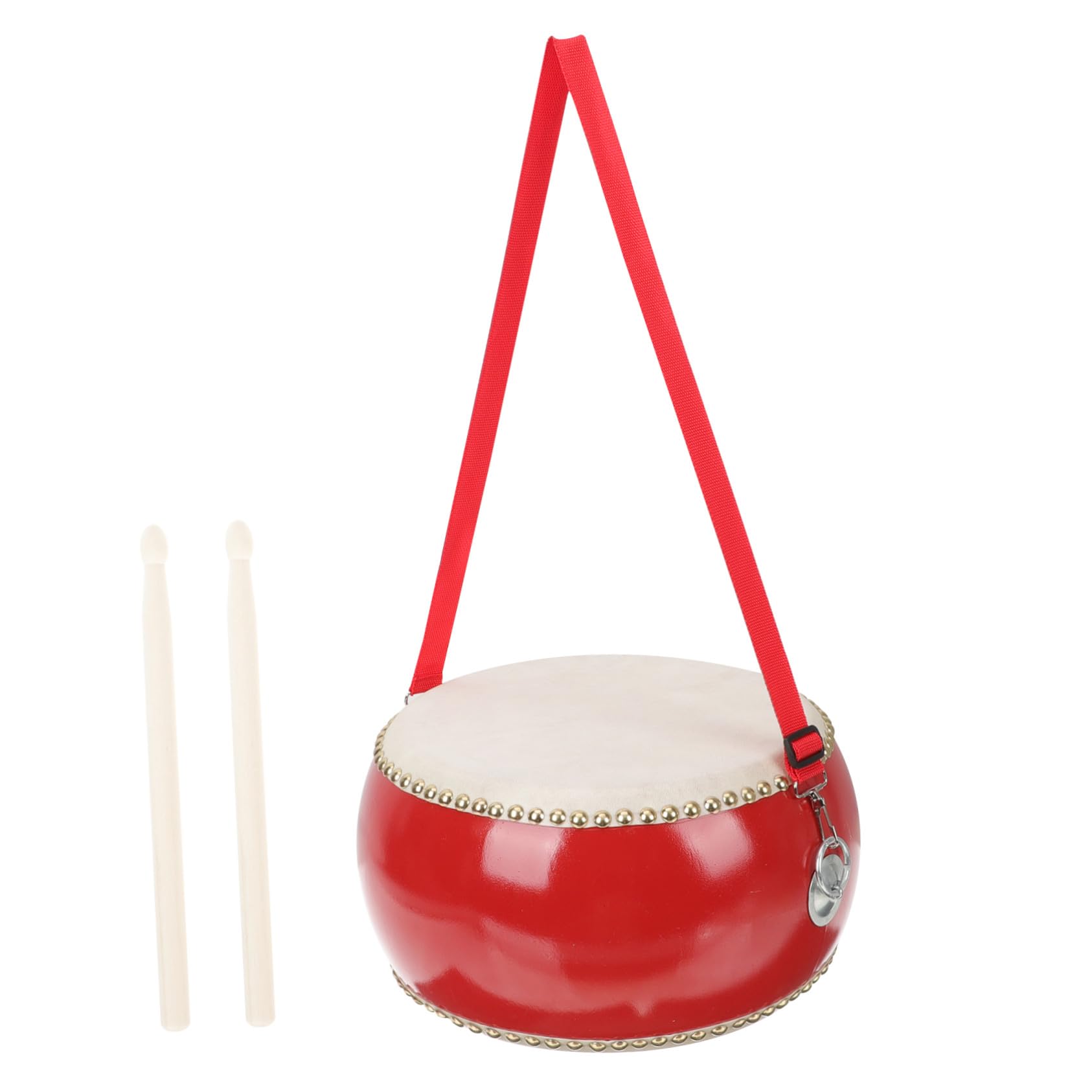 Set Tamburo Percussione in Legno e Pelle Bovina Rosso 1