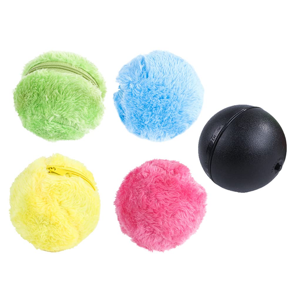 YSINOBEAR 5pcs Magic Roller Ball,Active Rolling Ball for Dogs,Automatic Rolling Ball Toy,Interactive Pet Electric Toy,Educational Moving Toy with 4 Ball Cover for Dog Training, Puppy Cats Pet Toys